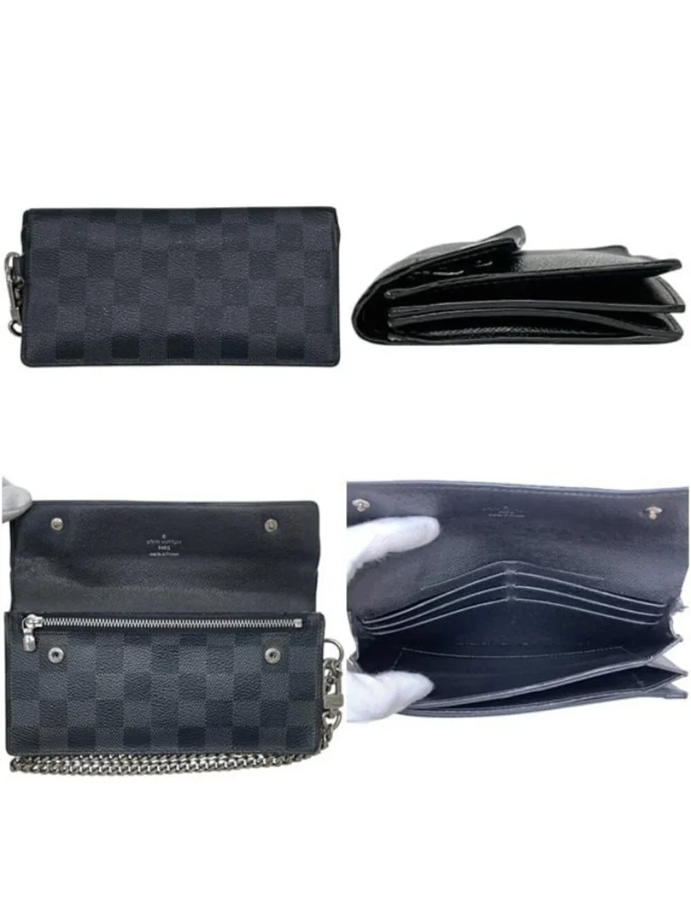 Louis Vuitton Bifold Wallet Portefeuille Accordion Black Damier Graphite Canvas